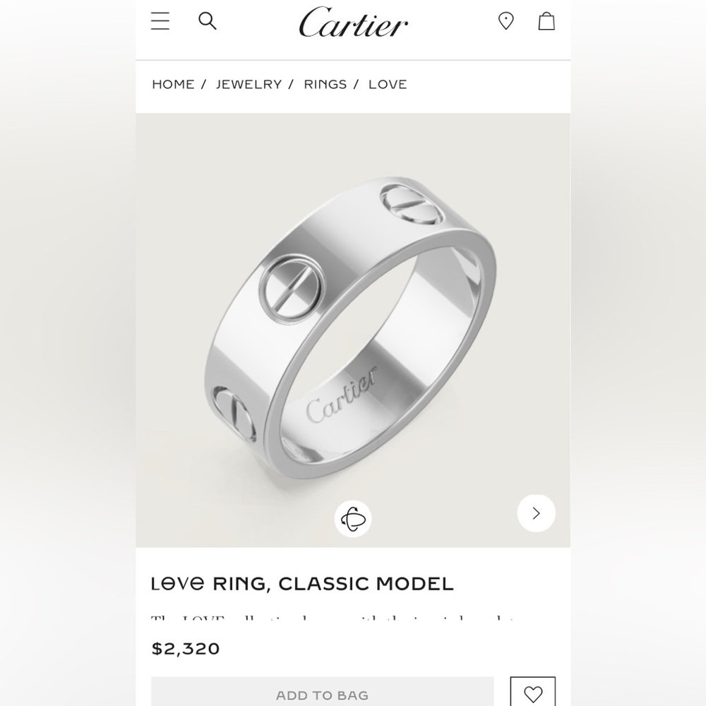 Cartier LOVE ring white gold 5.5 mm Size 54 - Picture 5 of 5